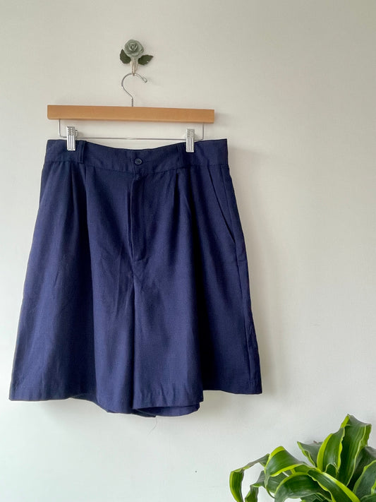 High-waisted linen shorts