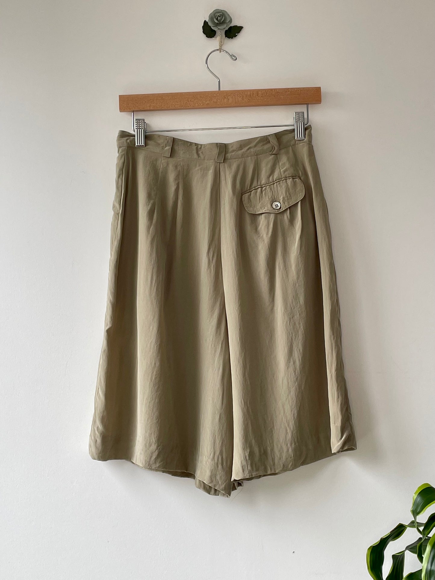 High-waisted silk shorts