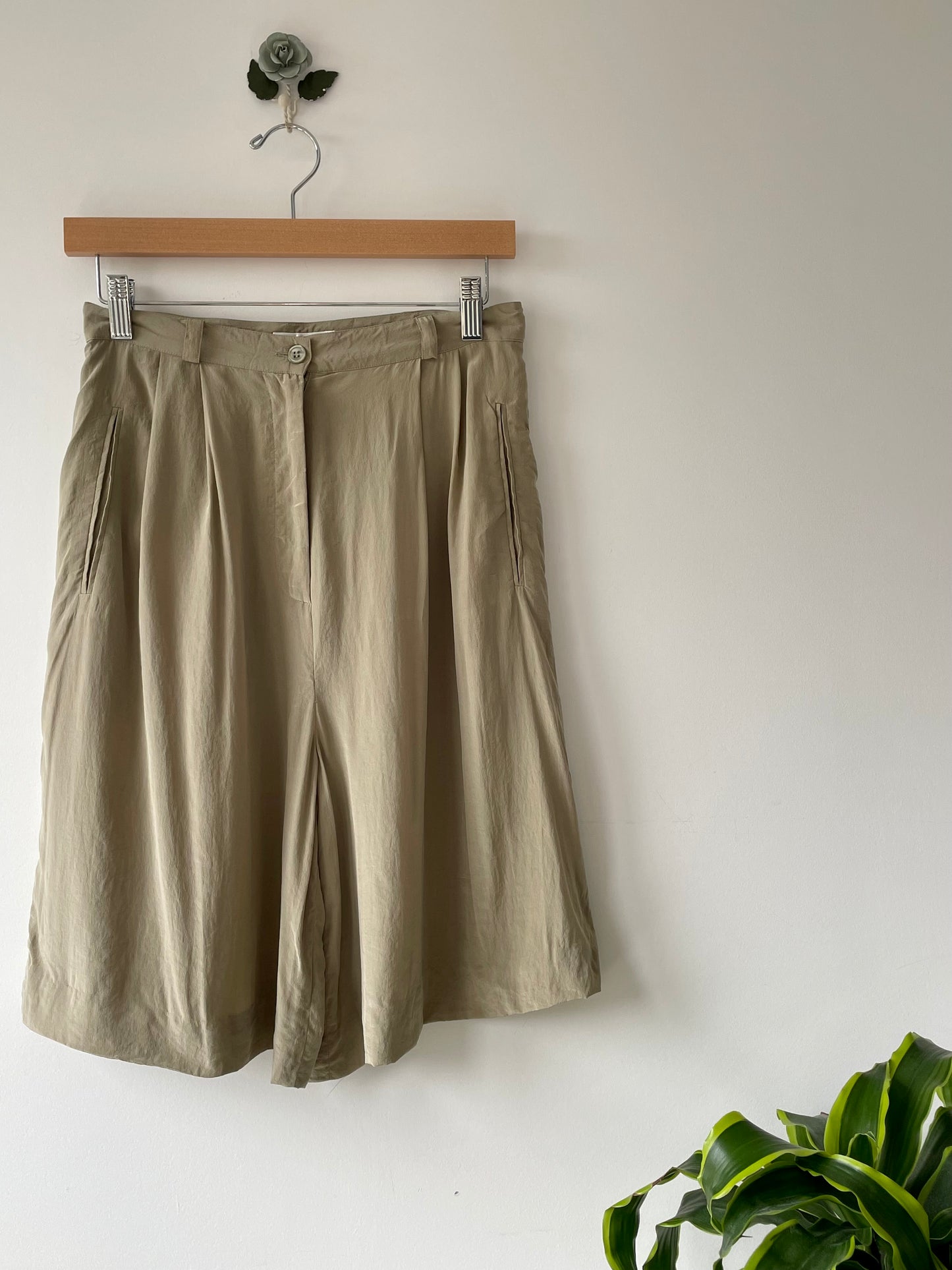 High-waisted silk shorts