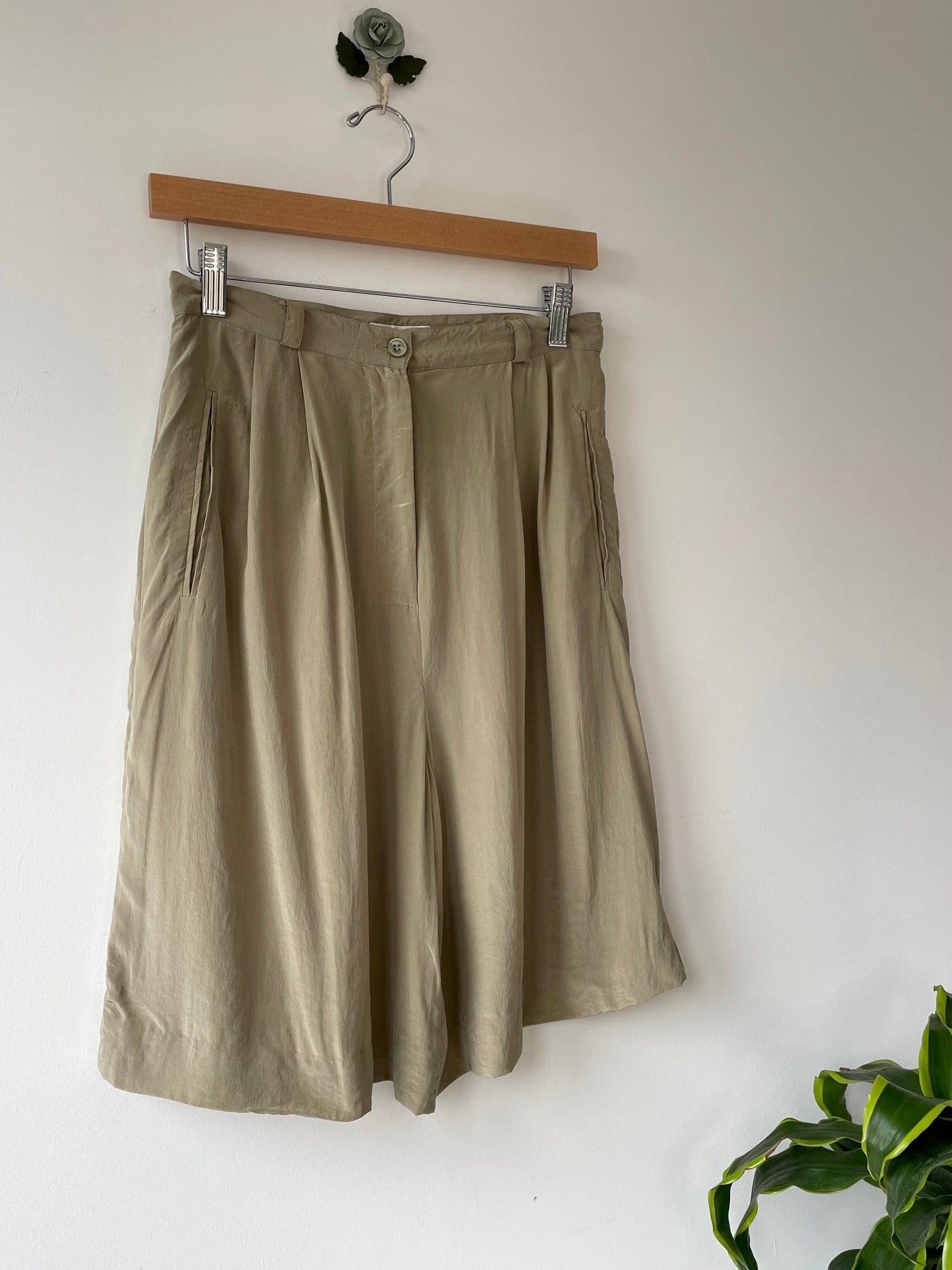 High-waisted silk shorts